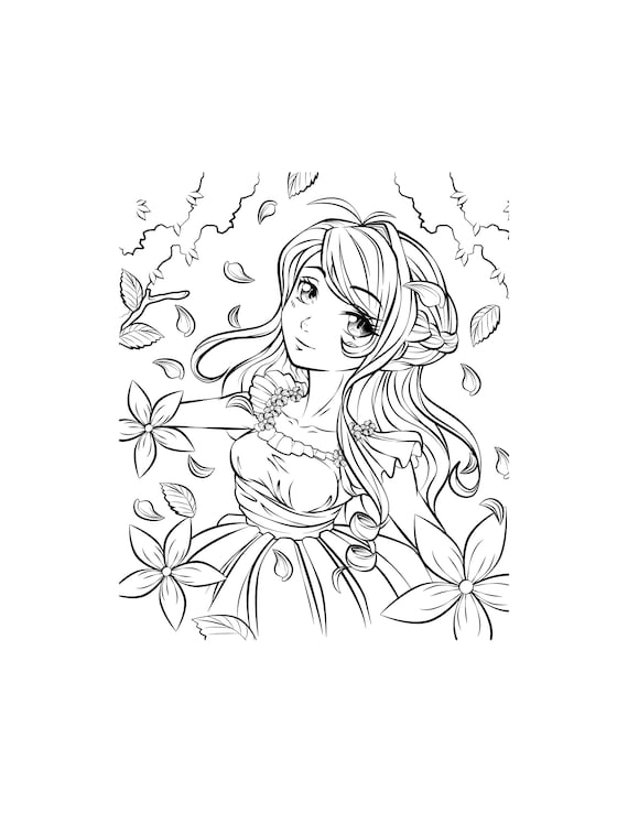 Buy printable anime wall art anime manga print digital download cute anime girls anime coloring page anime lover gift online in india