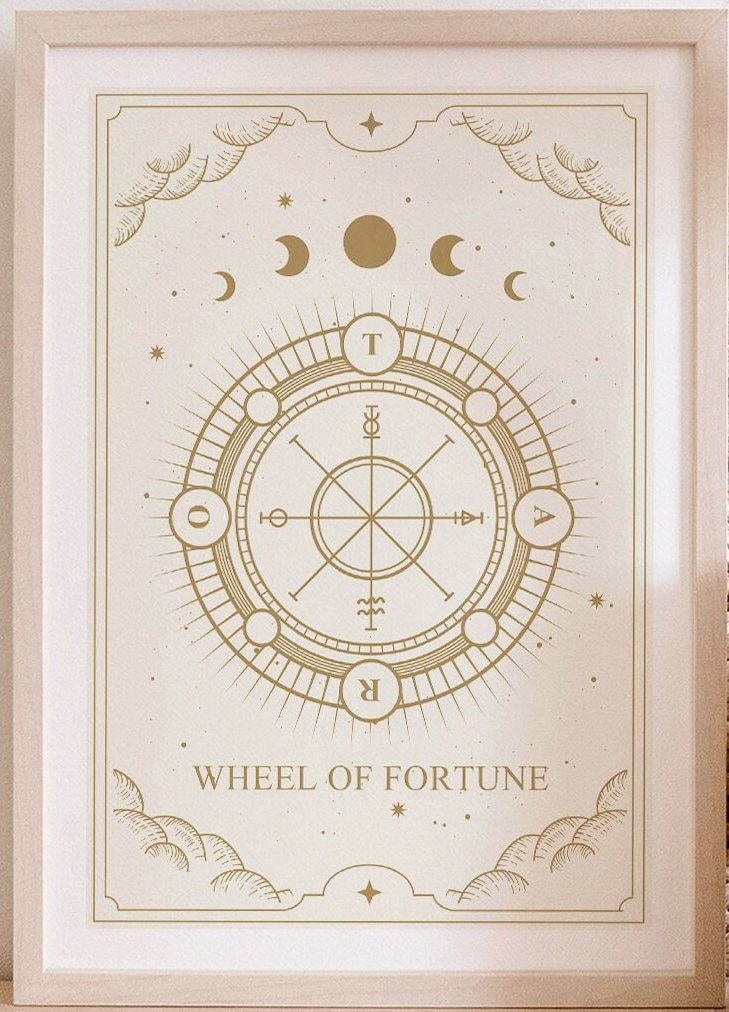 Wheel of fortune tarot card poster print tarot wall art boho decor tarot cards spiritual poster boho print astrology art