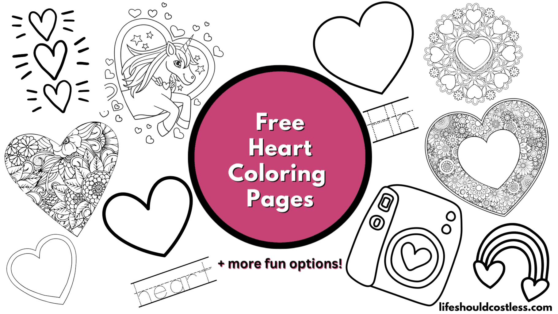 Heart coloring pages free printable pdf templates