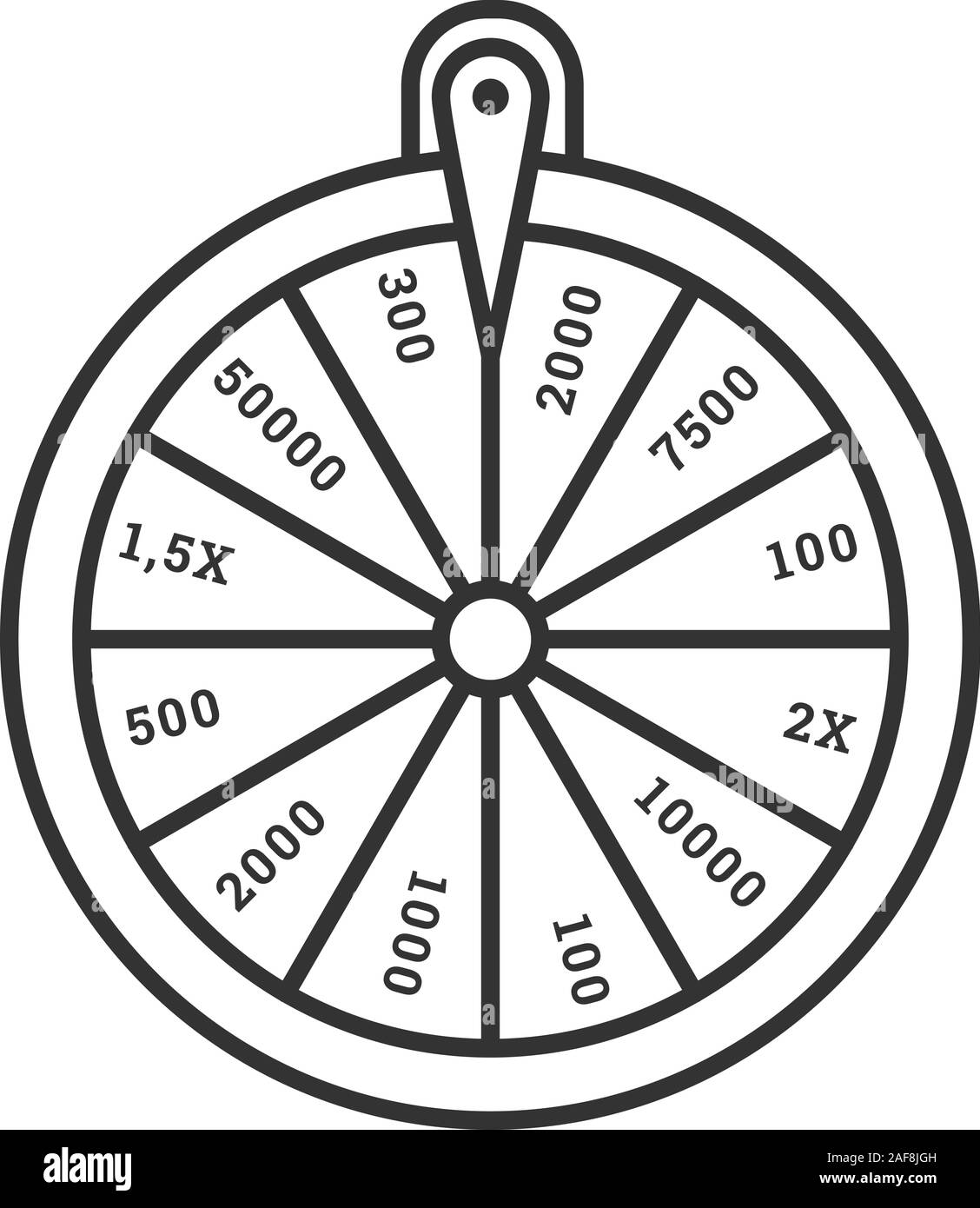 Wheel of fortune linear icon roulette lucky wheel thin line illustration contour symbol vector isolated outline drawing stock vector image art