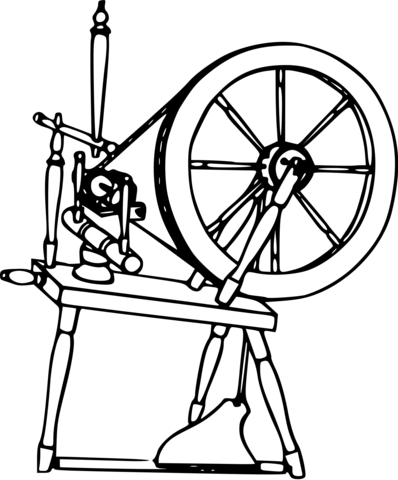 Vintage spinning wheel coloring page free printable coloring pages