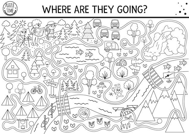 Page camping coloring pages printable vectors illustrations for free download