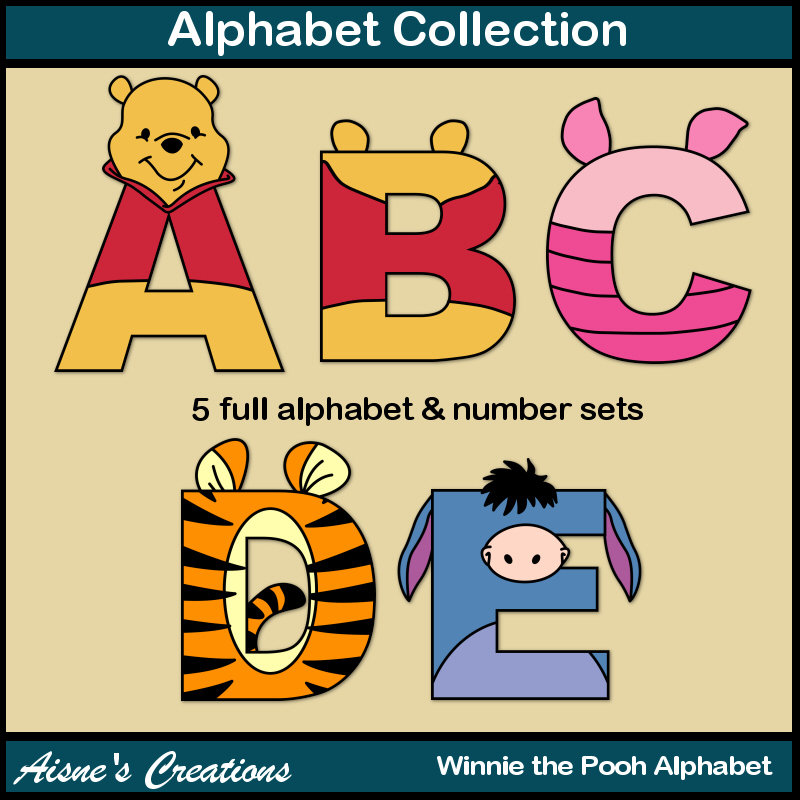 Winnie the pooh alphabet letters numbers clip art graphics