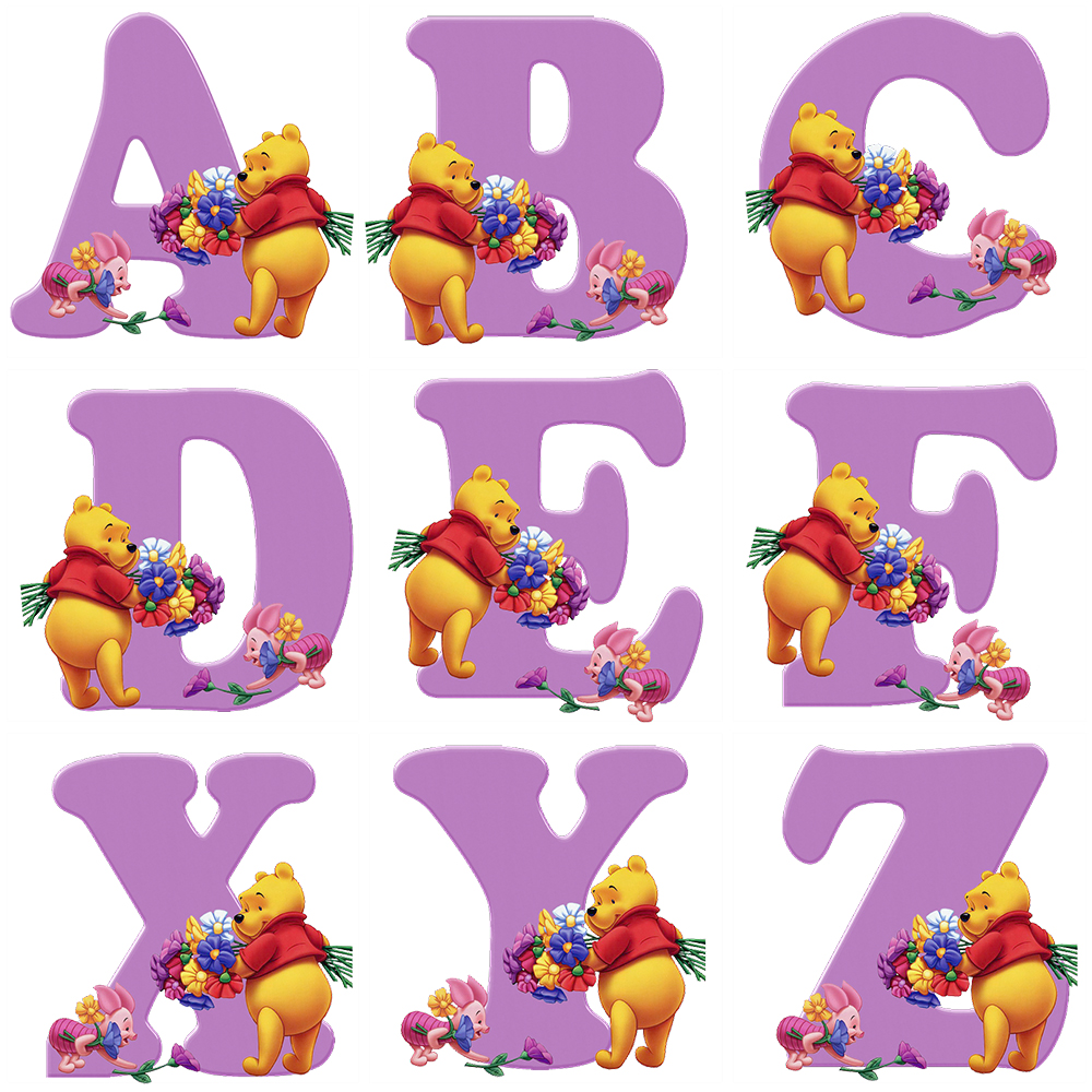 Disney cartoon winnie the pooh letters wall art canvas painting nordic posters and prints wall pictures for living room decor