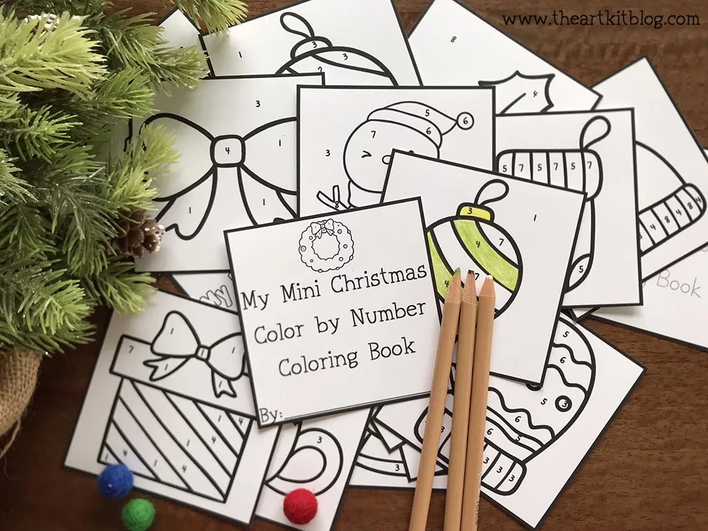Mini christmas and winter color by number coloring pages free printable download â the art kit