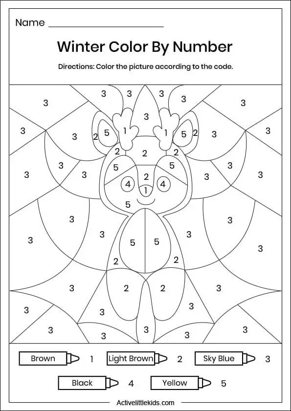 Winter color by number printables