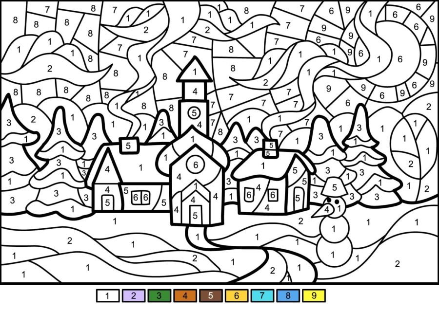 Christmas color by number coloring pages printable for free download