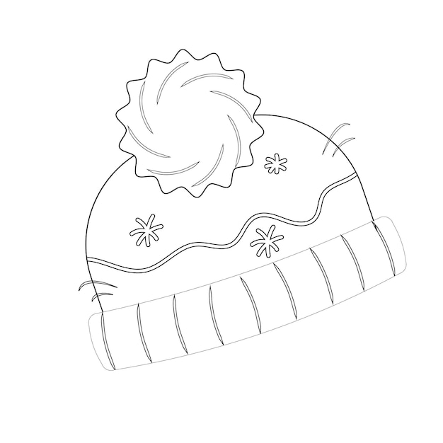 Premium vector coloring page women knitted hat autumn winter vector illustration