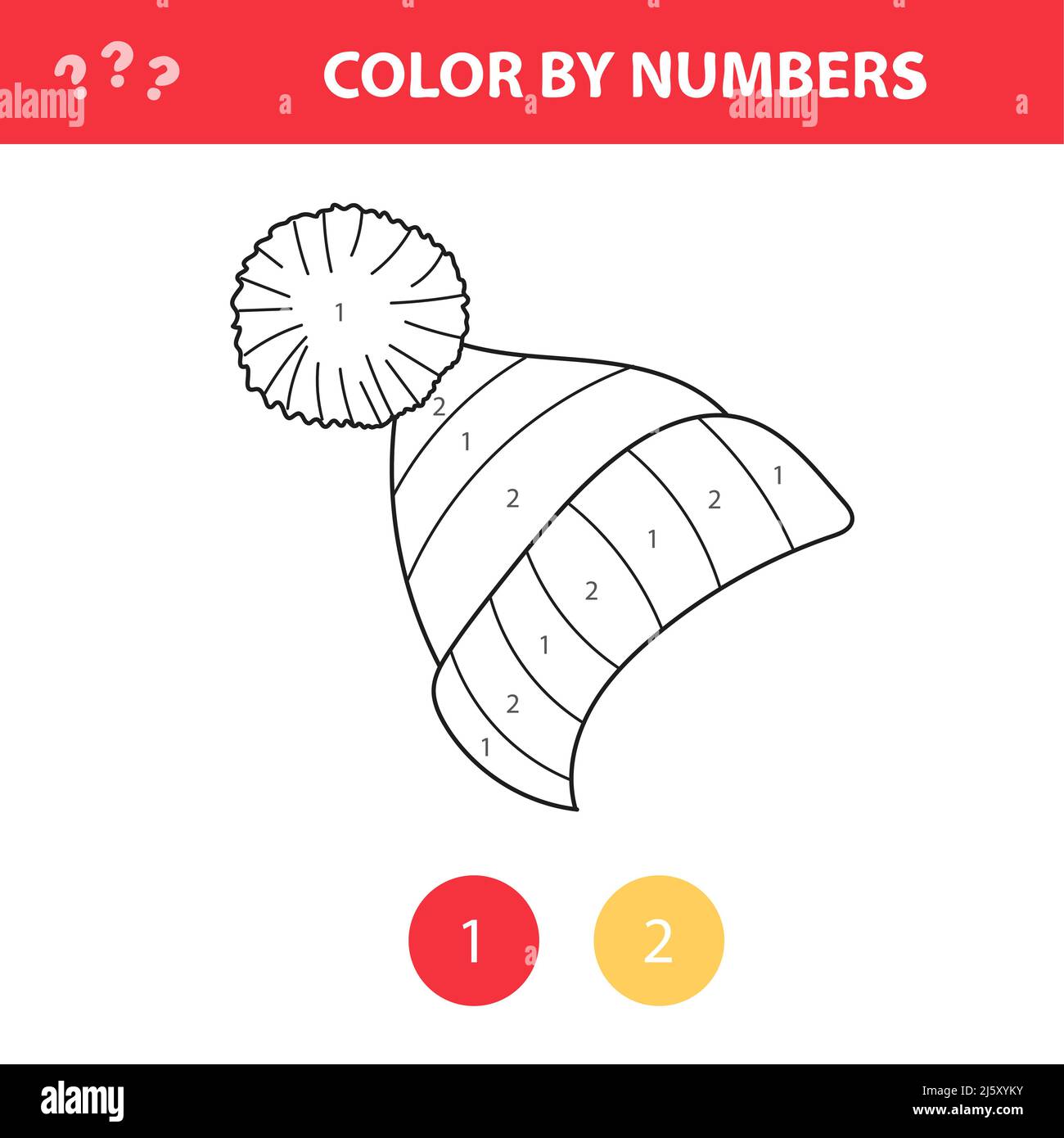Coloring book for kids winter hat vector color by numbers
