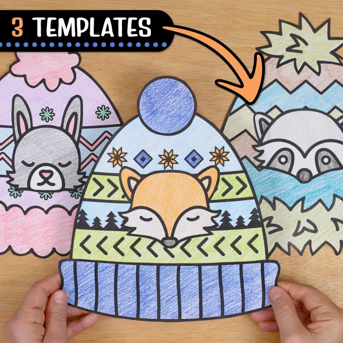 Winter hat coloring craft â writing activities hat template