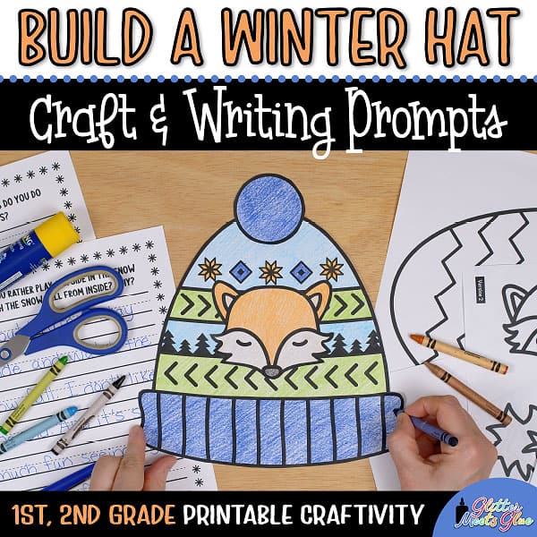 Winter hat coloring craft â writing activities hat template
