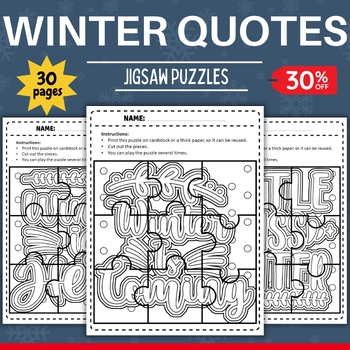 Printable winter quotes jigsaw puzzles coloring pages