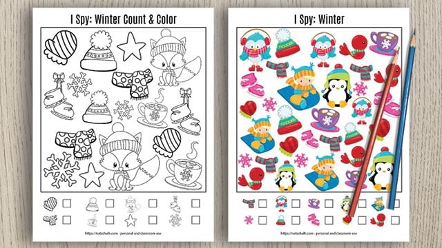 Winter i spy printable