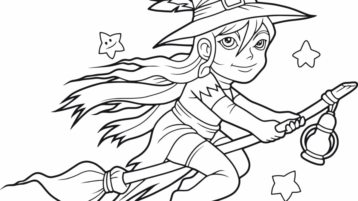 Printable witch coloring pages for kids color a scary witch