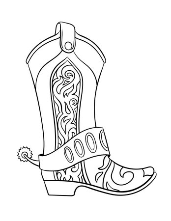Cowboy boot coloring page cliparts stock vector and royalty free cowboy boot coloring page illustrations