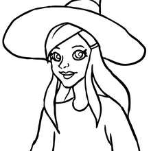 Young witch face coloring pages