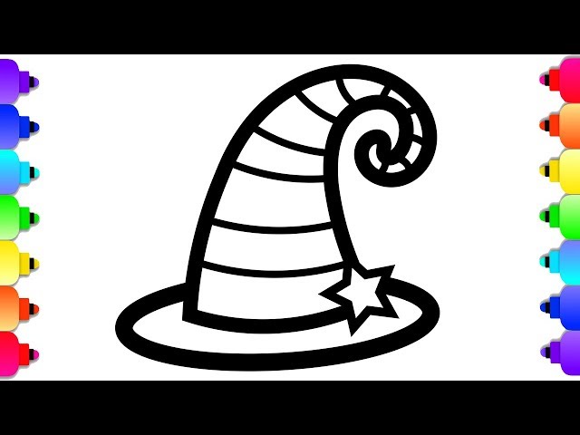 Halloween glitter witch hat drawing and coloring ðcute simple easy coloring pages