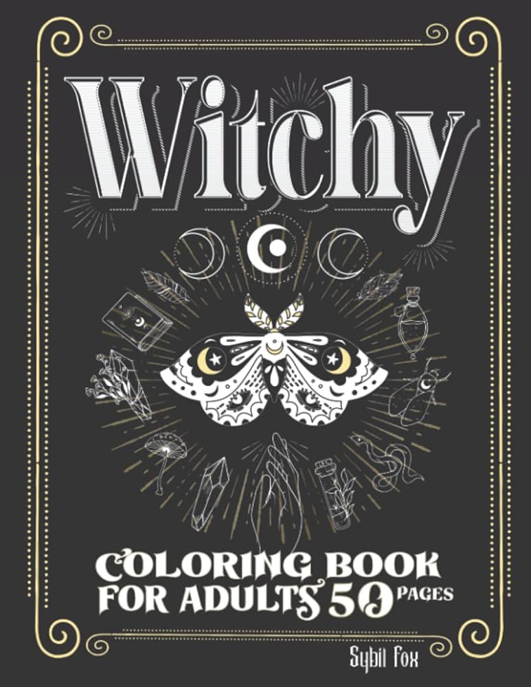 Witchy coloring book for adults modern witch coloring pages gothic magical witchcraft art with potions book of shadows celestial moon magic objects witches more to distress and relax