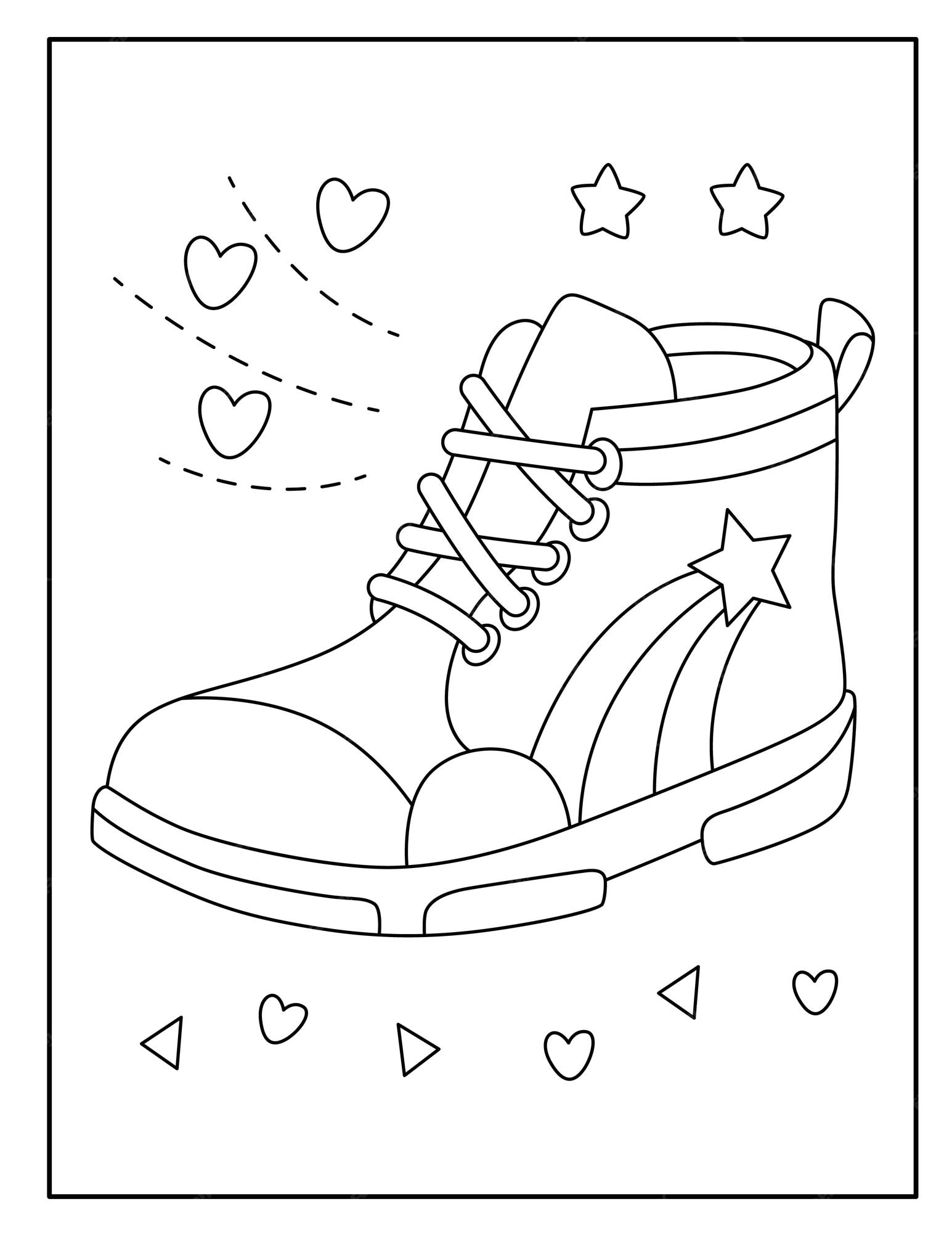 Premium vector kids shoes coloring pages