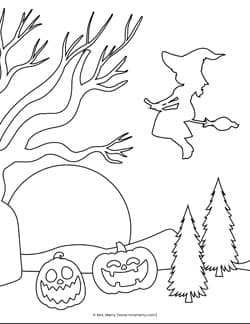 Halloween witch coloring pages printable mrs merry