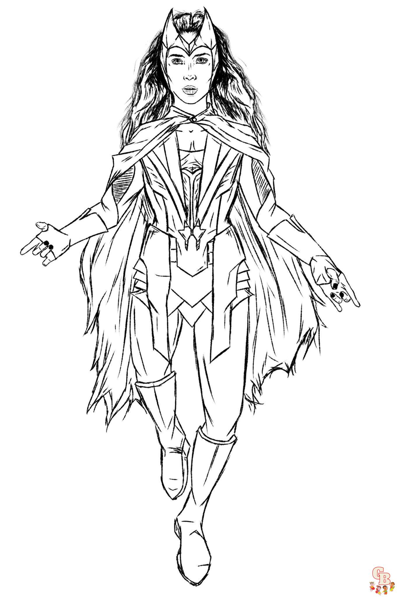 Scarlet witch coloring pages free printable sheets for kids