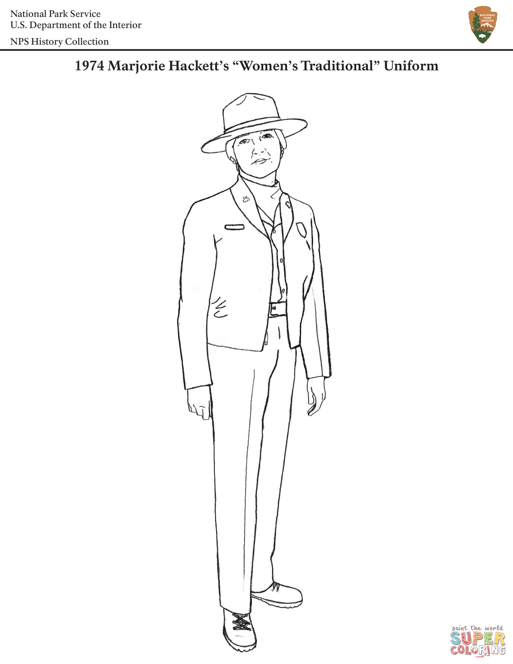 Marjorie hacketts womens traditional uniform coloring page free printable coloring pages