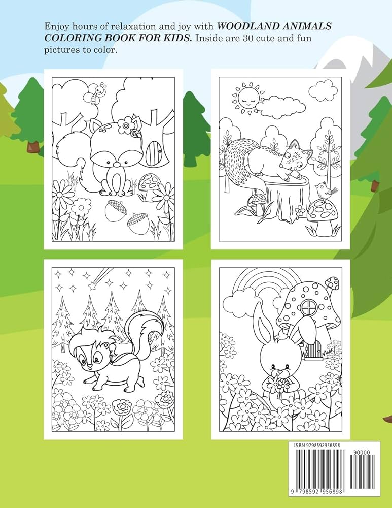 Woodland animals coloring book for kids ages