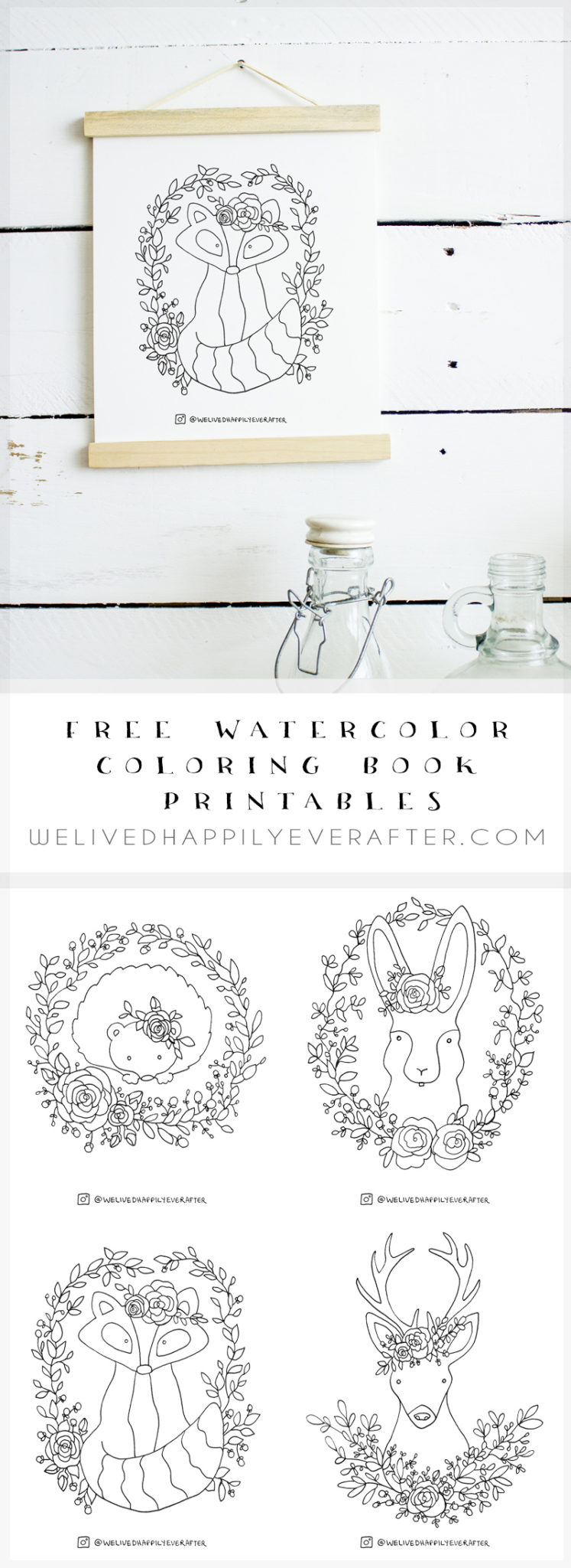 Free printable watercolor adult coloring book sheets