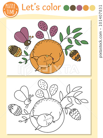 Woodland coloring page for children with
