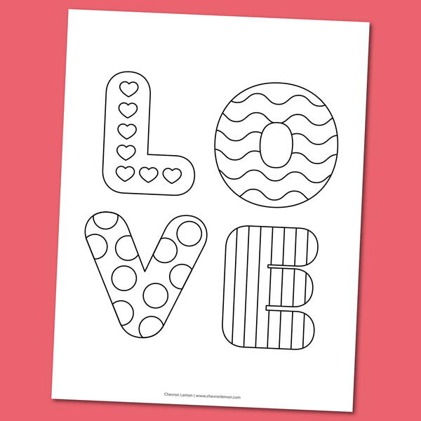 Printable love word coloring page