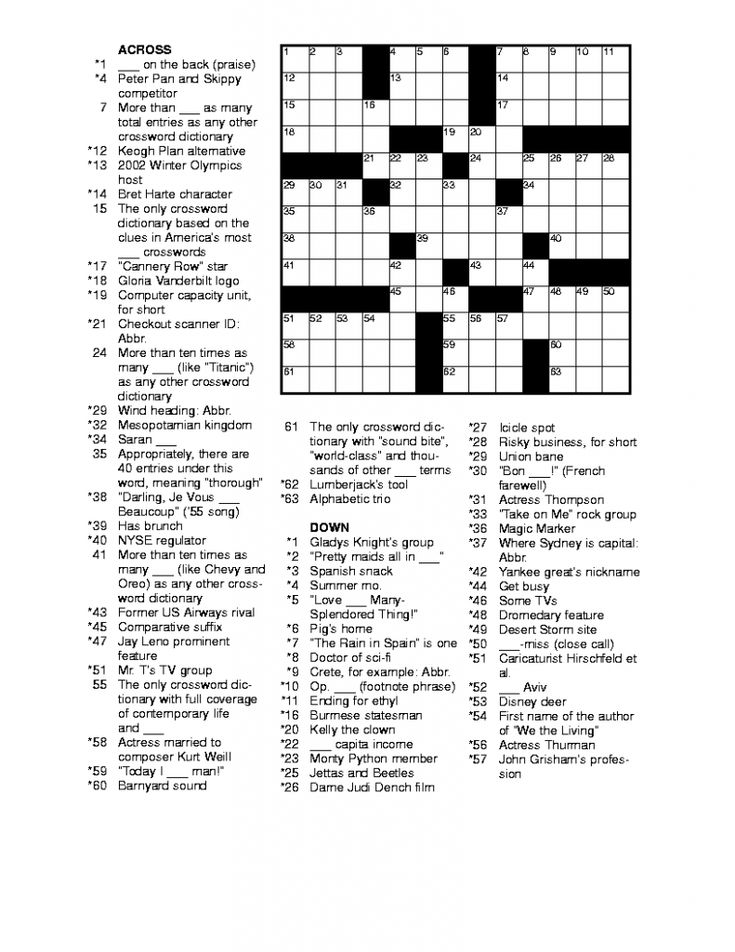 Crossword puzzles for adults
