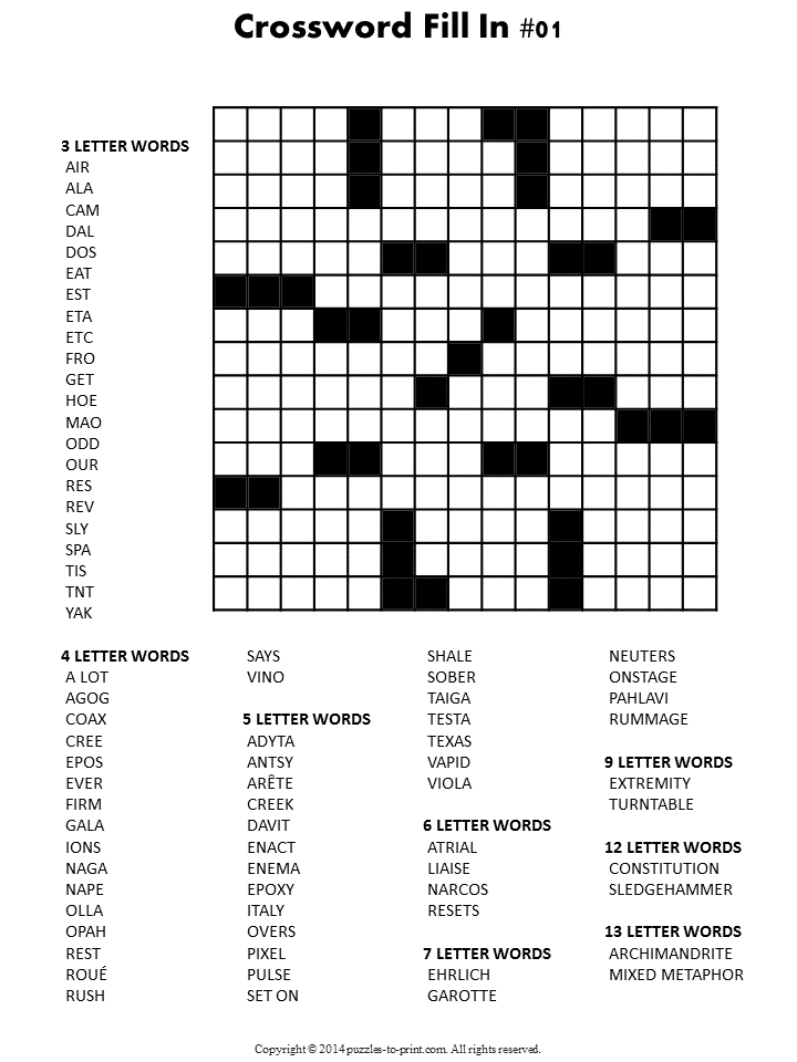 Fill in puzzle pages