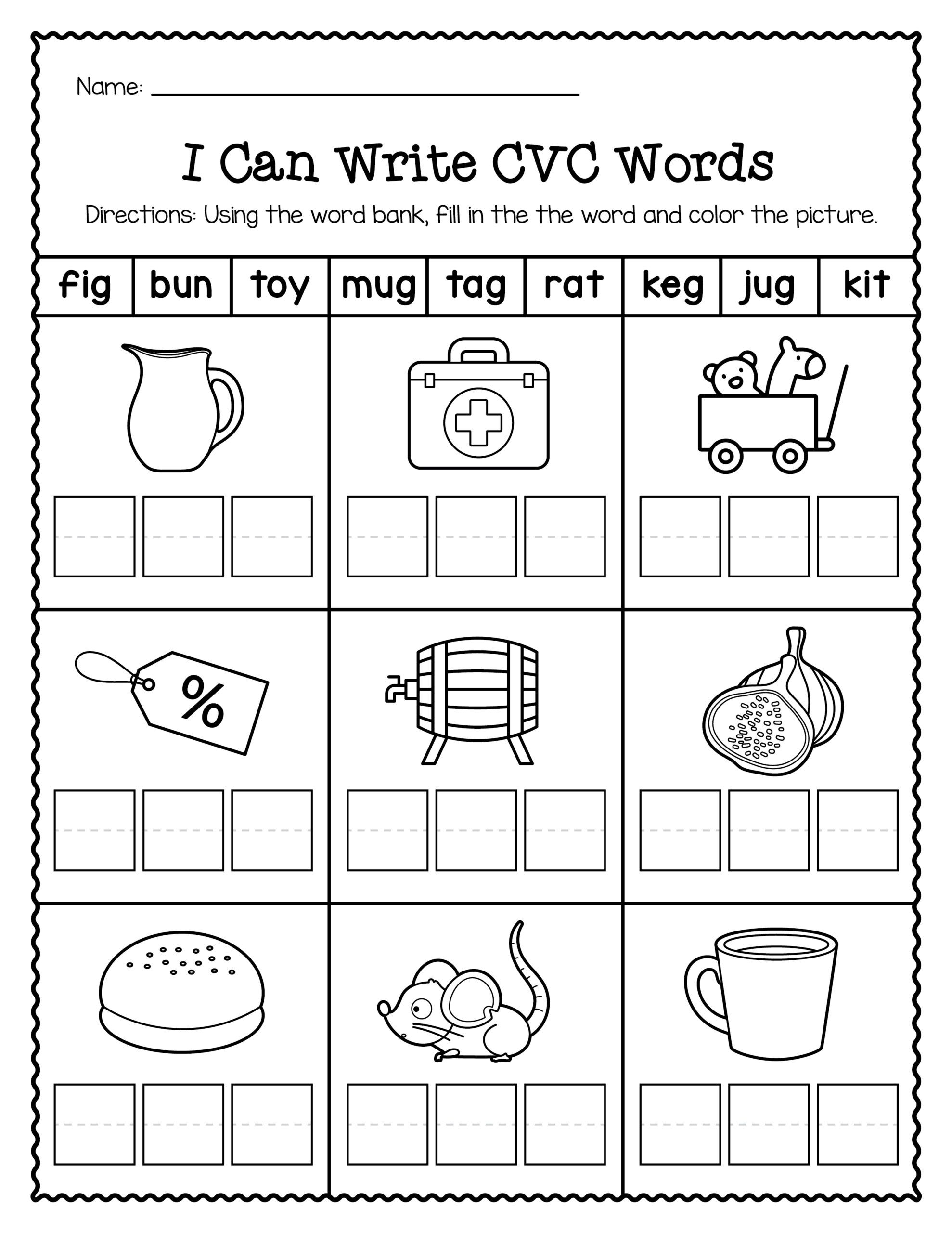 Cvc words writing worksheets made by teachers