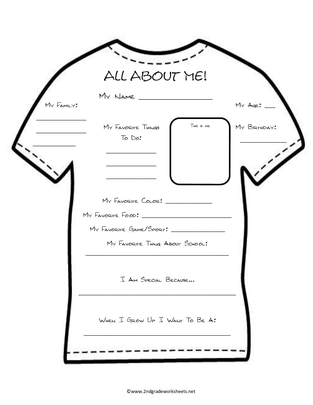 Printable worksheet all about me hoodie template