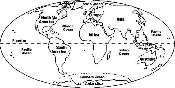 Circle world map coloring page