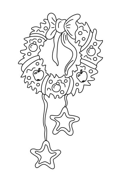 Christmas wreath coloring page stock illustrations royalty