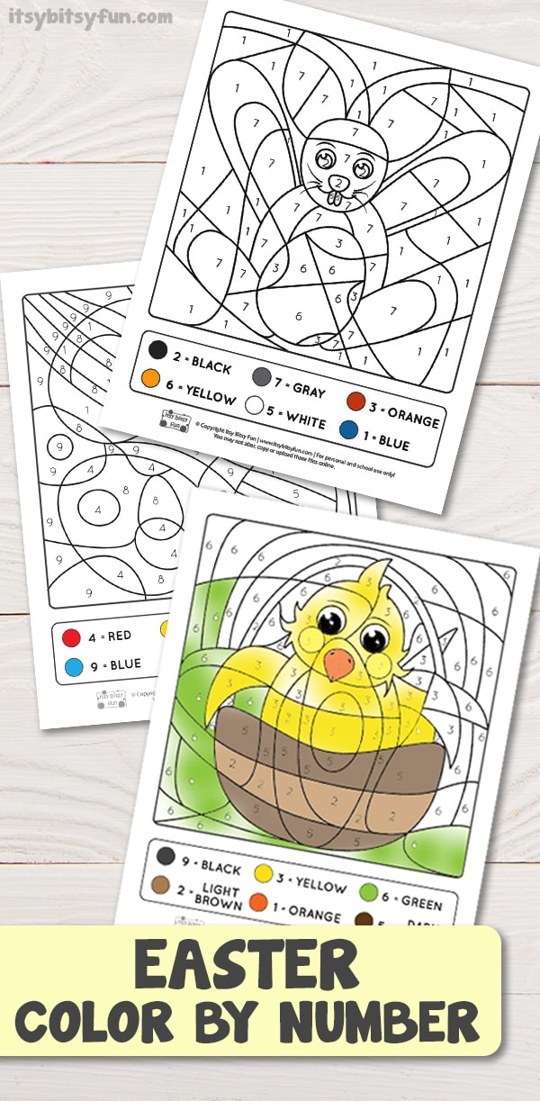 Easter coloring by number worksheets