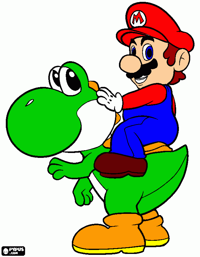 Mario and yoshi coloring page printable mario and yoshi