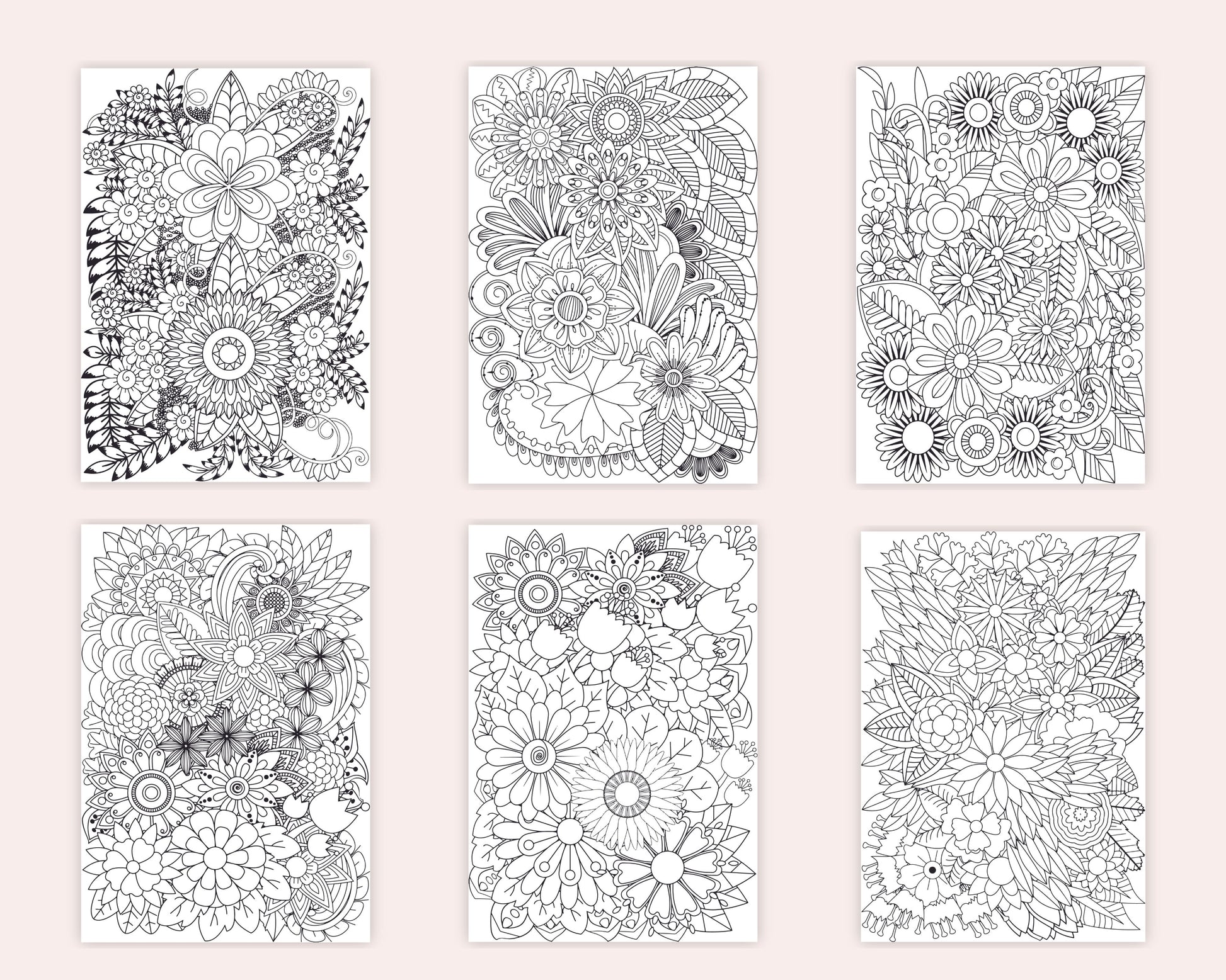 Printable flower zentangle coloring pages for adults anxiety relie â coloring