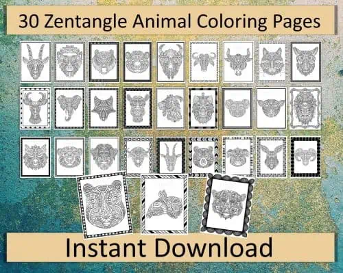 Zentangle animal coloring pages a planner life