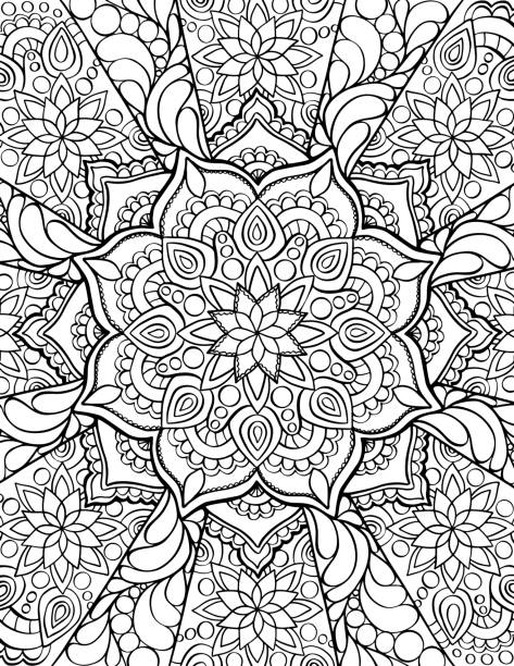 Mandala adult coloring book page zentangle style coloring page stock illustration