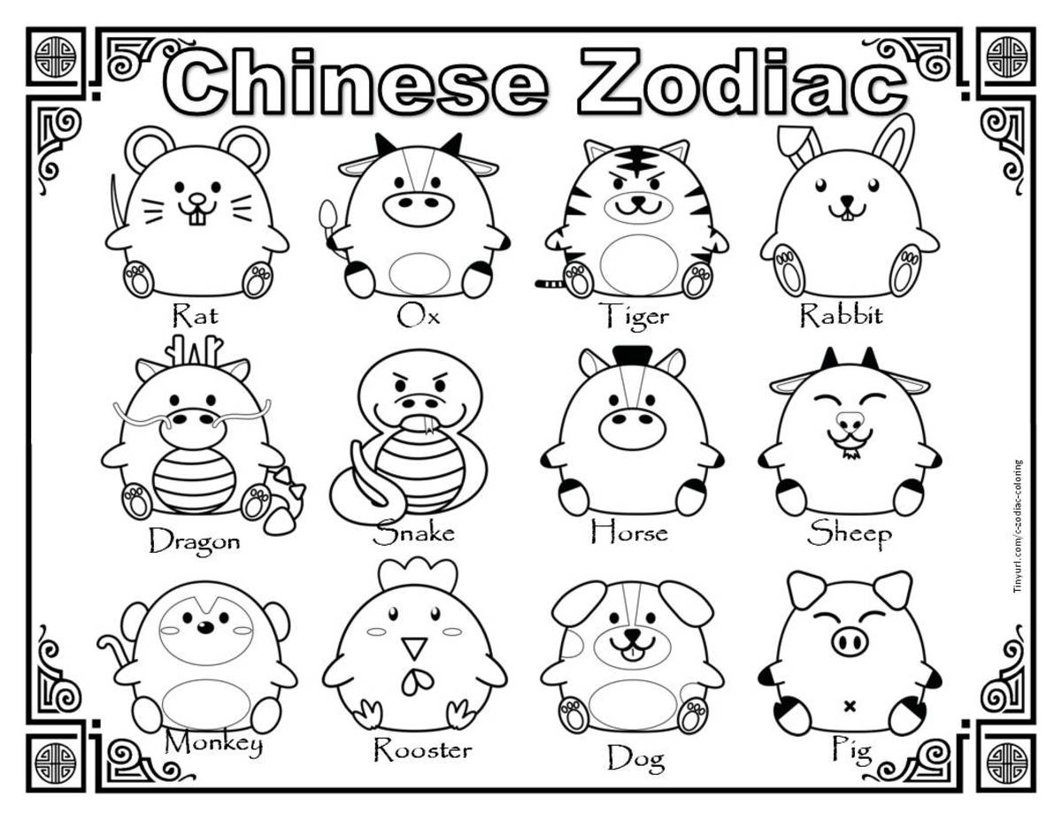 Printable chinese zodiac coloring sheets
