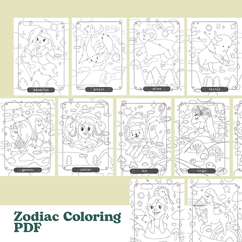 Zodiac coloring pdf hippie hooray