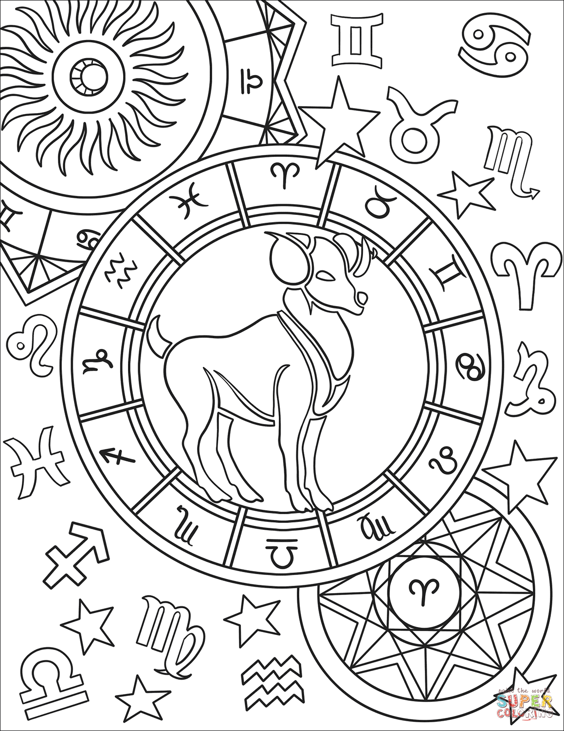 Aries zodiac sign coloring page free printable coloring pages