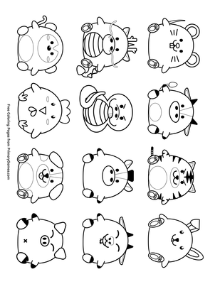 Cute chinese zodiac symbols coloring page â free printable pdf from
