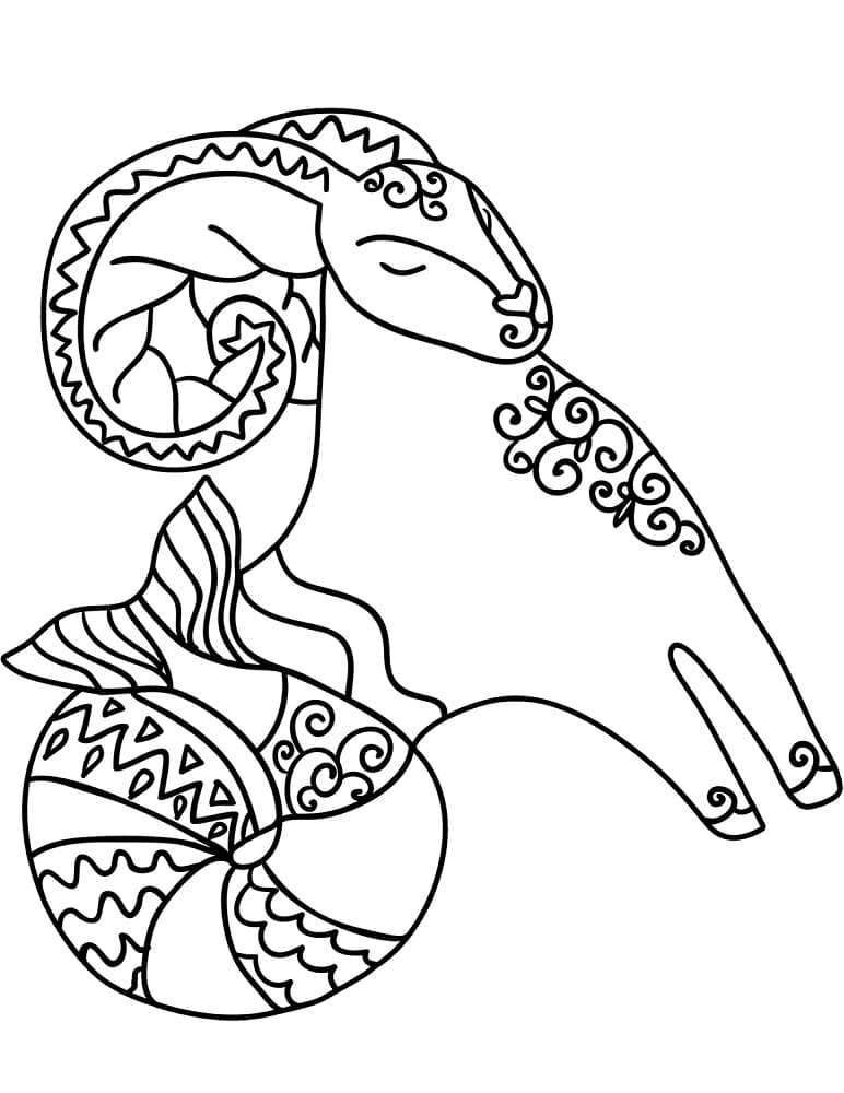 Zodiac sign capricorn coloring page