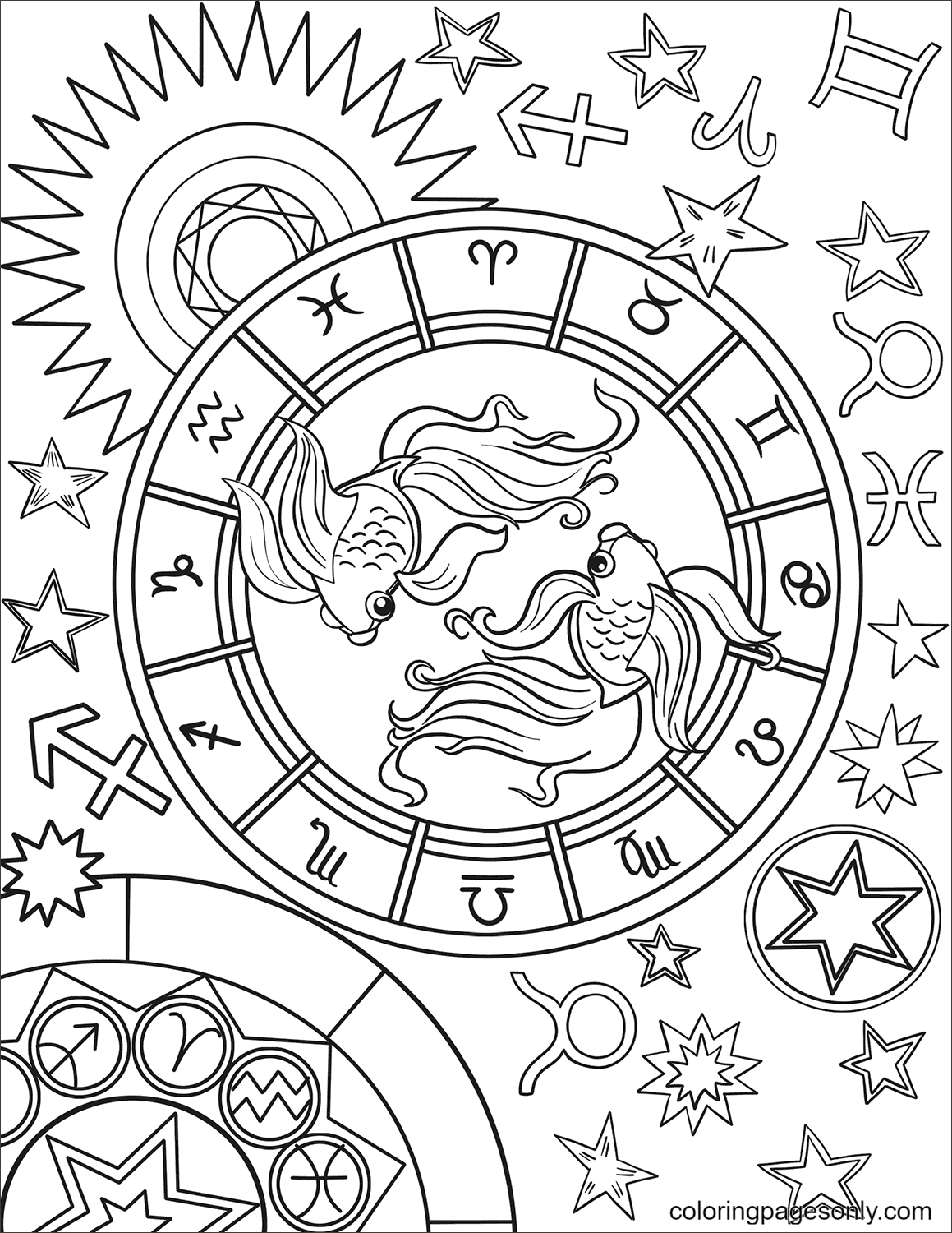 Pisces coloring pages printable for free download