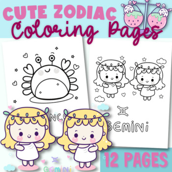 Cute zodiac coloring pages fun activity constellations astronomy printable