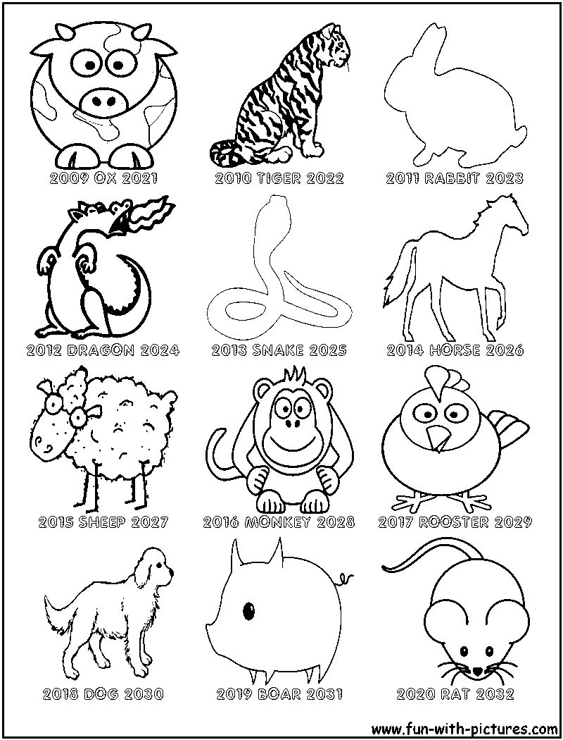 Exceptional chinese zodiac signs and dates printable new year coloring pages flag coloring pages coloring pages