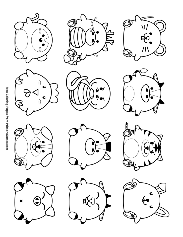 Cute chinese zodiac symbols coloring page â free printable ebook new year coloring pages coloring pages snake coloring pages